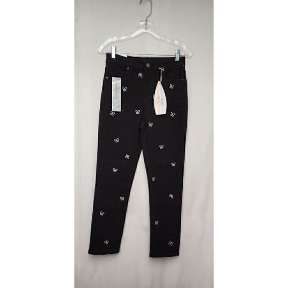 Cali 1850 Black & White Butterfly Embroidery Ankle Jeans Size 9/29 - Picture 3 of 7
